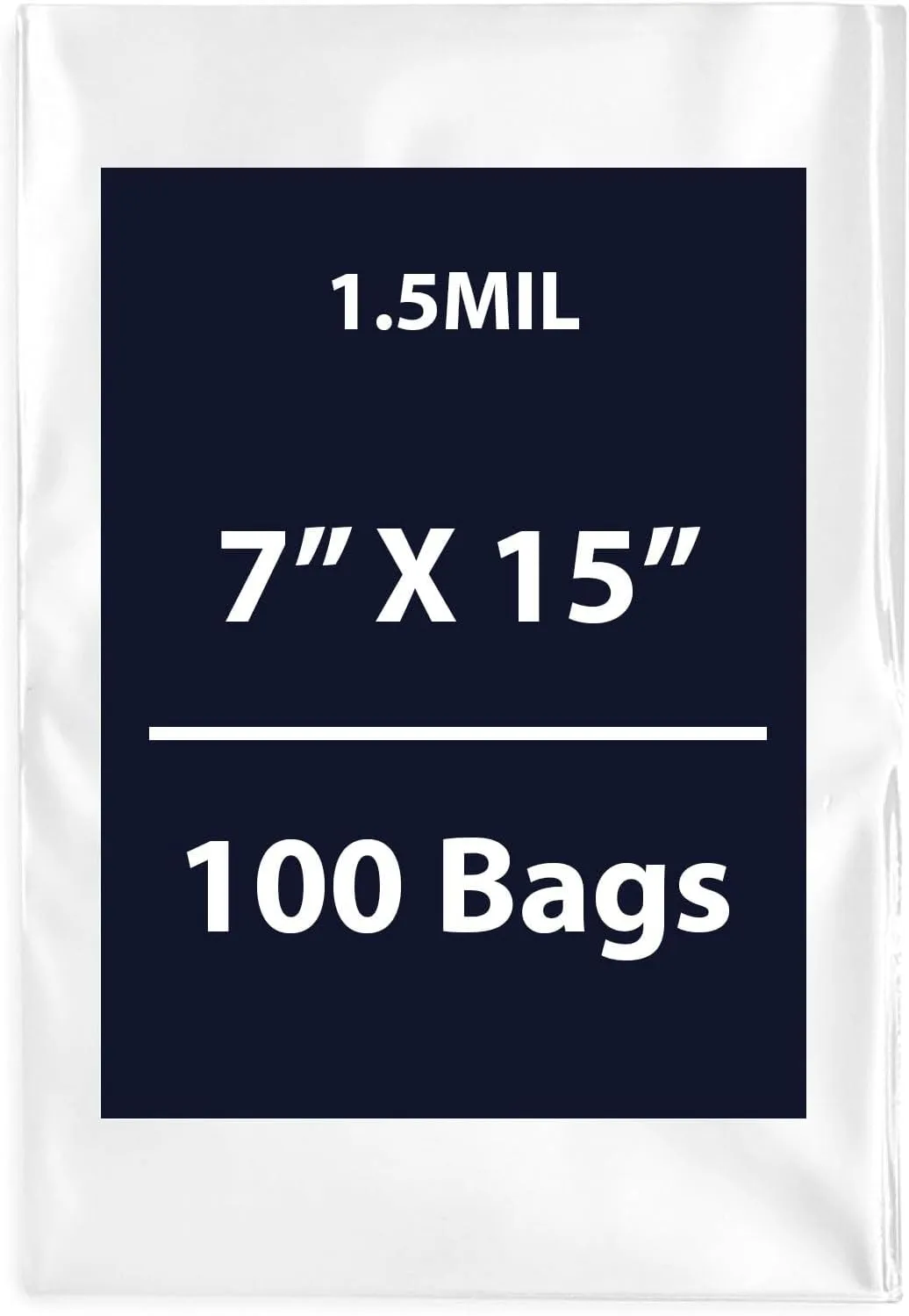Multiple Sizes Clear Flat Poly Bags, 1.5Mil 7" X 15" & 100 Bags | Low-Density Polyethylene (LDPE), Flat Open Top Plastic Packaging Packing | Flexible and Durable Plastic Bags