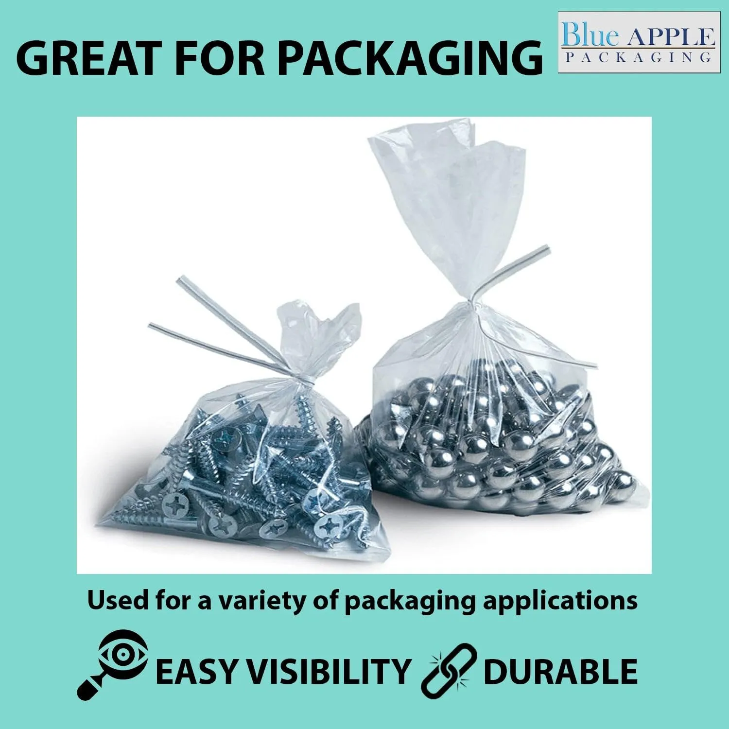 Multiple Sizes Clear Flat Poly Bags - 24"x30" & (50 Bags) 4Mil Flat Open Top Plastic Packaging Packing | Fle"xible and Durable Plastic Bags | Low-Density Polyethylene (LDPE)
