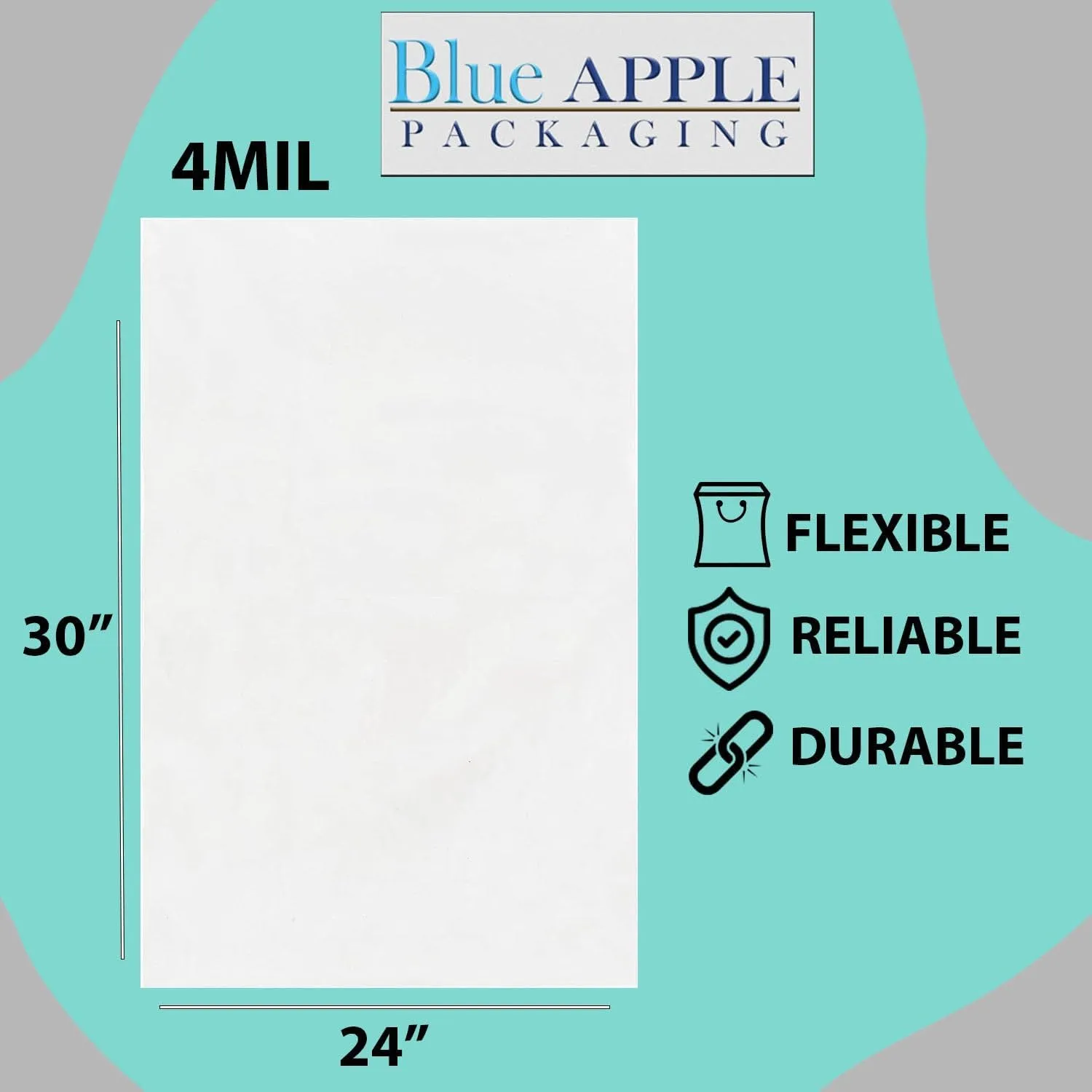 Multiple Sizes Clear Flat Poly Bags - 24"x30" & (50 Bags) 4Mil Flat Open Top Plastic Packaging Packing | Fle"xible and Durable Plastic Bags | Low-Density Polyethylene (LDPE)