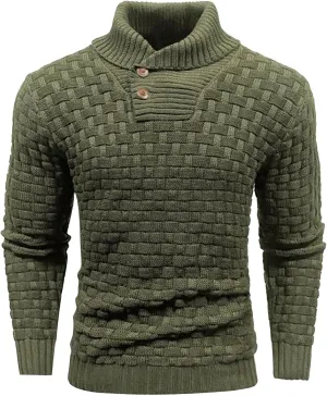 Muscularfit Mens Button Sweaters Casual Fashion Design Turtleneck Sweater Lightweight Knitted Pullover Sweaters Fall Outfits