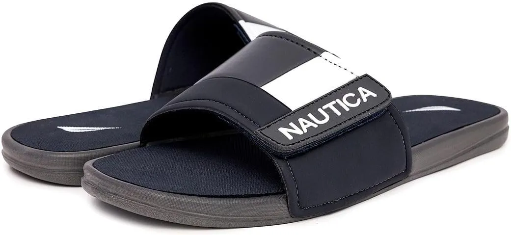 Nautica Men's Athletic Slide Sandal, Adjustable Straps, Comfort Slip-On (Regular & Wide Widths)