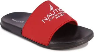 Nautica Men's Open Toe Slide Sandals - Comfortable Indoor & Outdoor Shower Slippers