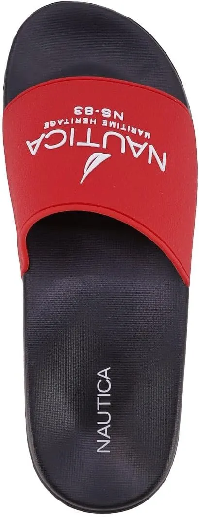 Nautica Men's Open Toe Slide Sandals - Comfortable Indoor & Outdoor Shower Slippers