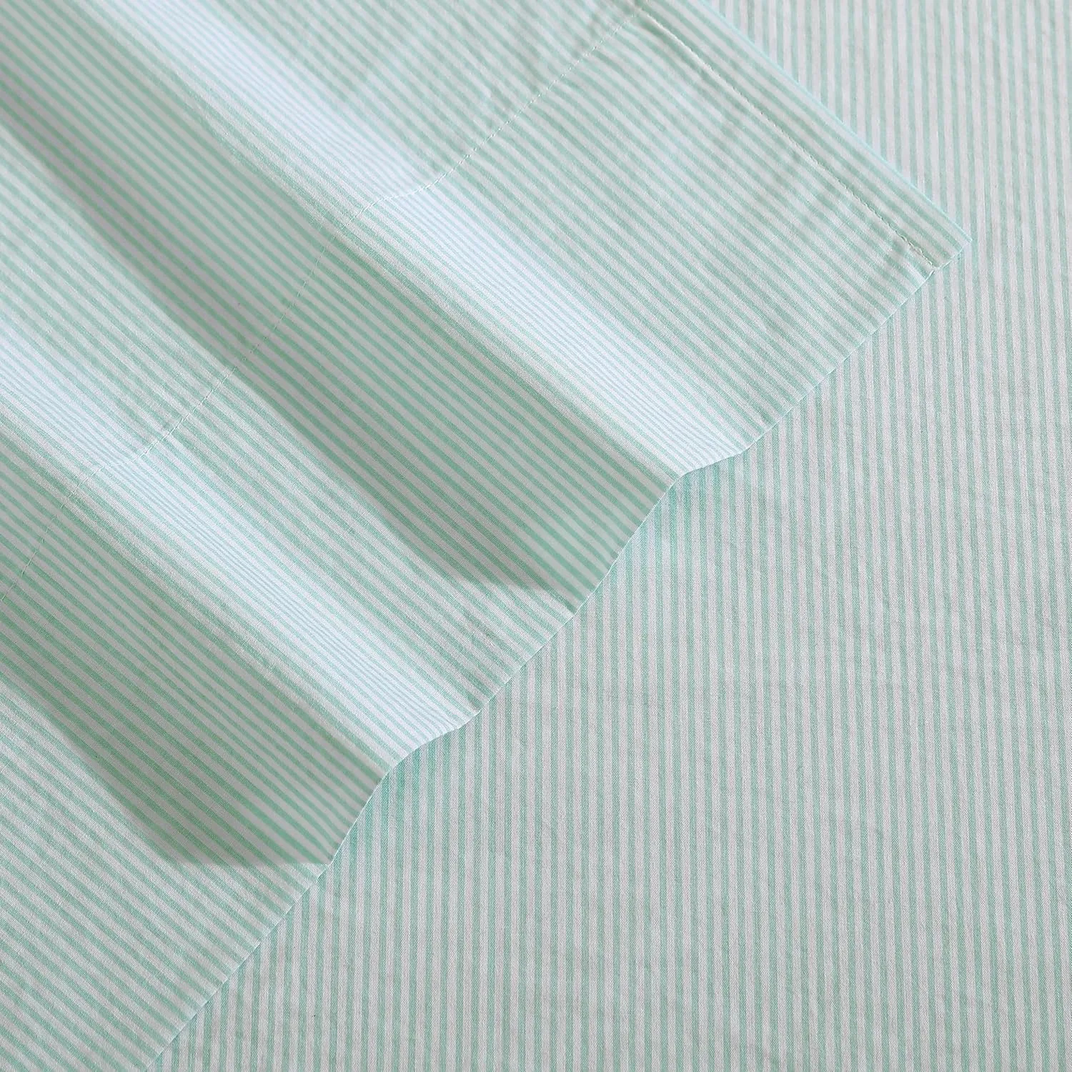 Nautica - Queen Sheet Set, Cotton Percale Bedding Set, Crisp & Cool, Lightweight & Breathable (Penny Pinstripe Green, Queen)