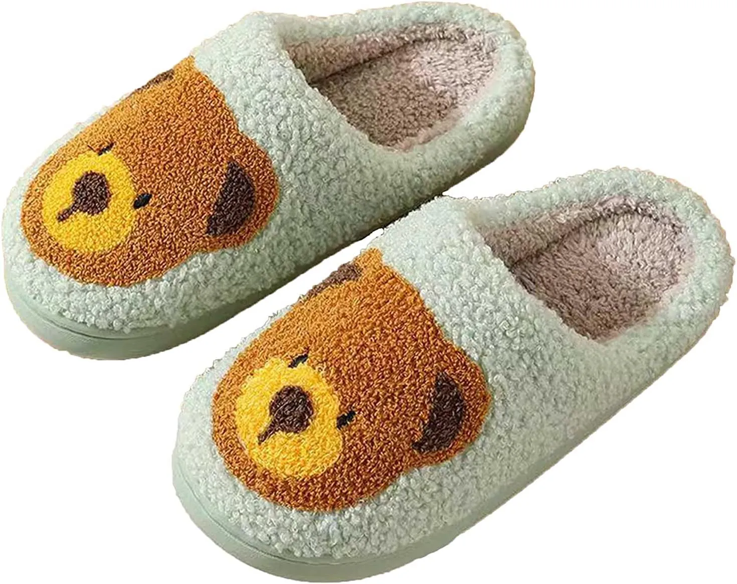 NEVEROLD Fun Cute Trendy Colorful Cartoon Illustrated Cozy Fluffy Plush Fur Slip On Cushion House Slippers for Women, Men, Girls, and Boys