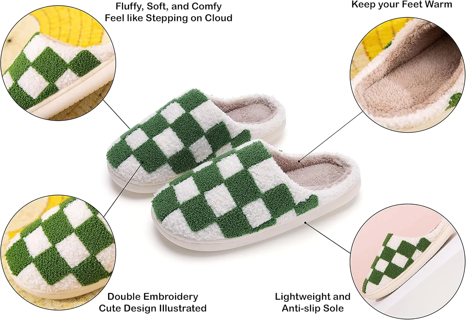 NEVEROLD Fun Cute Trendy Colorful Cartoon Illustrated Cozy Fluffy Plush Fur Slip On Cushion House Slippers for Women, Men, Girls, and Boys