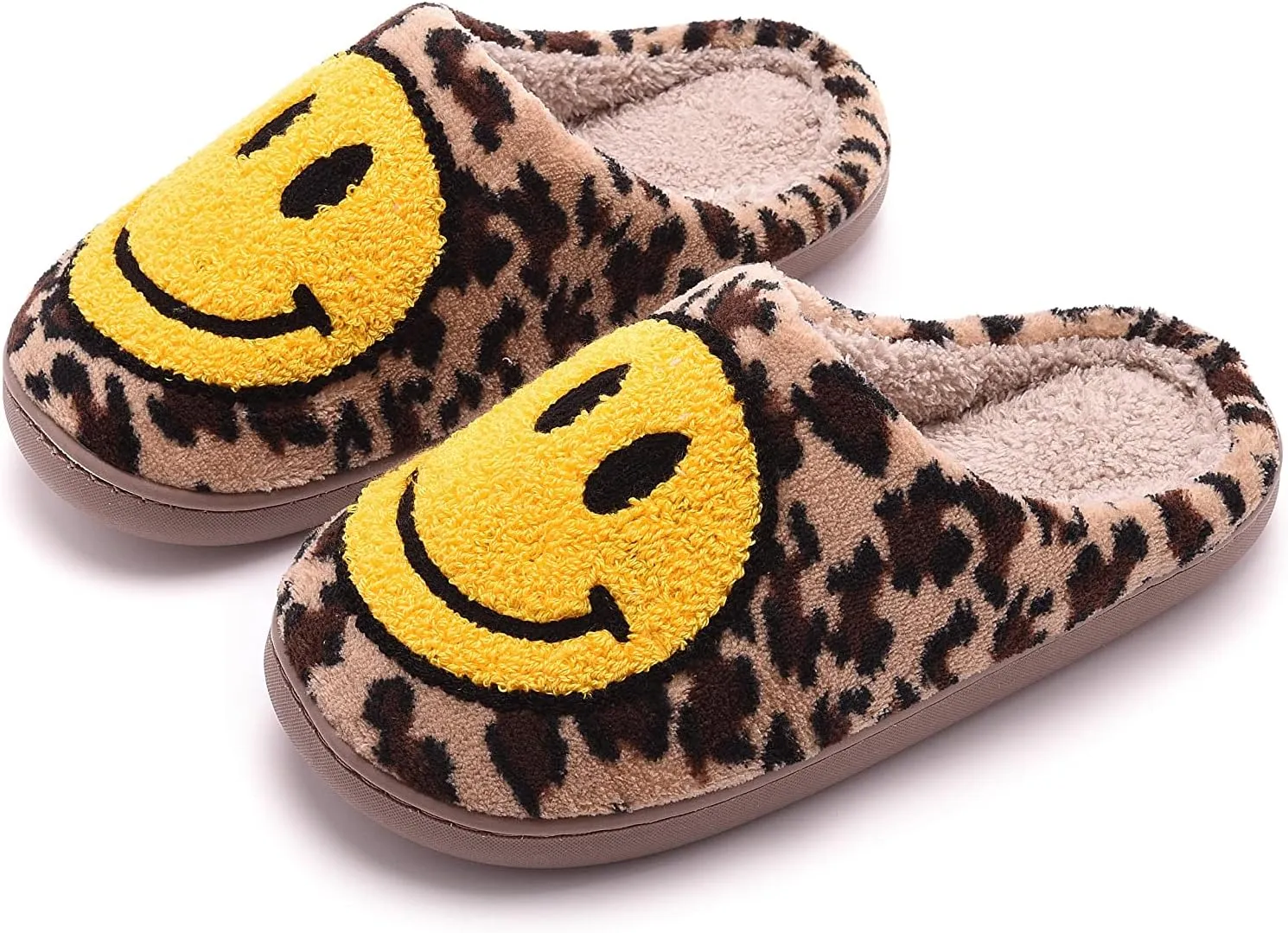NEVEROLD Fun Cute Trendy Colorful Cartoon Illustrated Cozy Fluffy Plush Fur Slip On Cushion House Slippers for Women, Men, Girls, and Boys