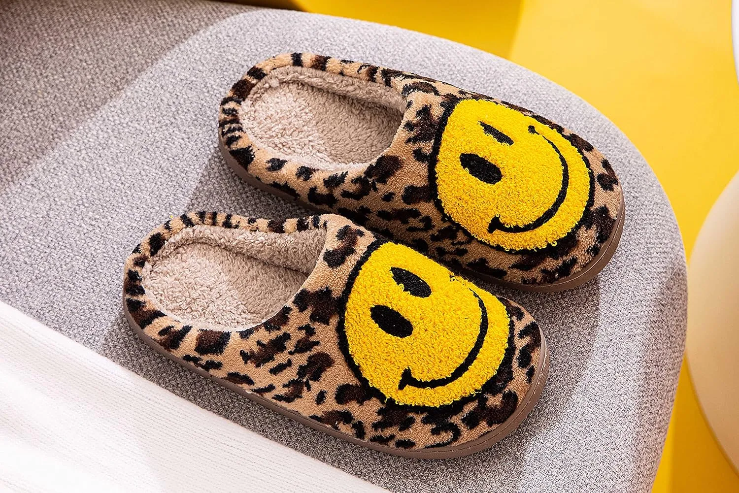 NEVEROLD Fun Cute Trendy Colorful Cartoon Illustrated Cozy Fluffy Plush Fur Slip On Cushion House Slippers for Women, Men, Girls, and Boys