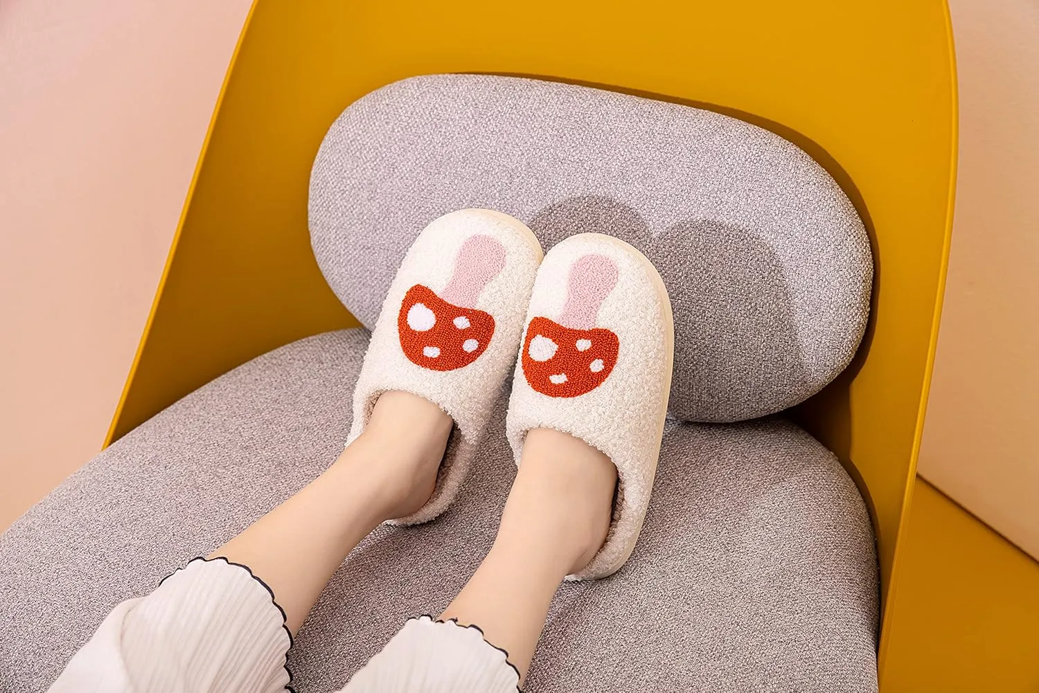 NEVEROLD Fun Cute Trendy Colorful Cartoon Illustrated Cozy Fluffy Plush Fur Slip On Cushion House Slippers for Women, Men, Girls, and Boys