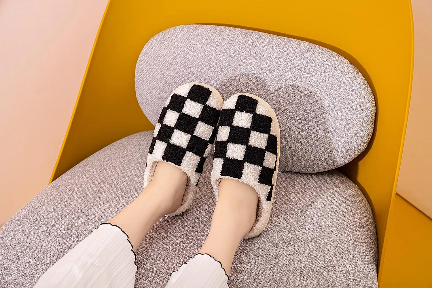 NEVEROLD Fun Cute Trendy Colorful Cartoon Illustrated Cozy Fluffy Plush Fur Slip On Cushion House Slippers for Women, Men, Girls, and Boys