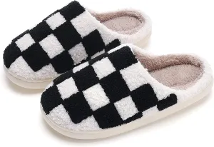 NEVEROLD Fun Cute Trendy Colorful Cartoon Illustrated Cozy Fluffy Plush Fur Slip On Cushion House Slippers for Women, Men, Girls, and Boys