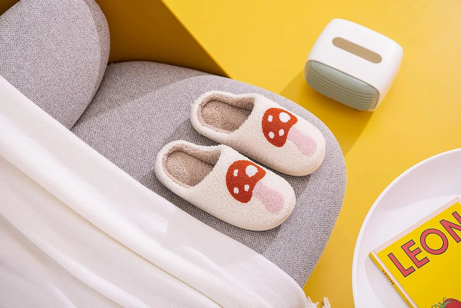 NEVEROLD Fun Cute Trendy Colorful Cartoon Illustrated Cozy Fluffy Plush Fur Slip On Cushion House Slippers for Women, Men, Girls, and Boys