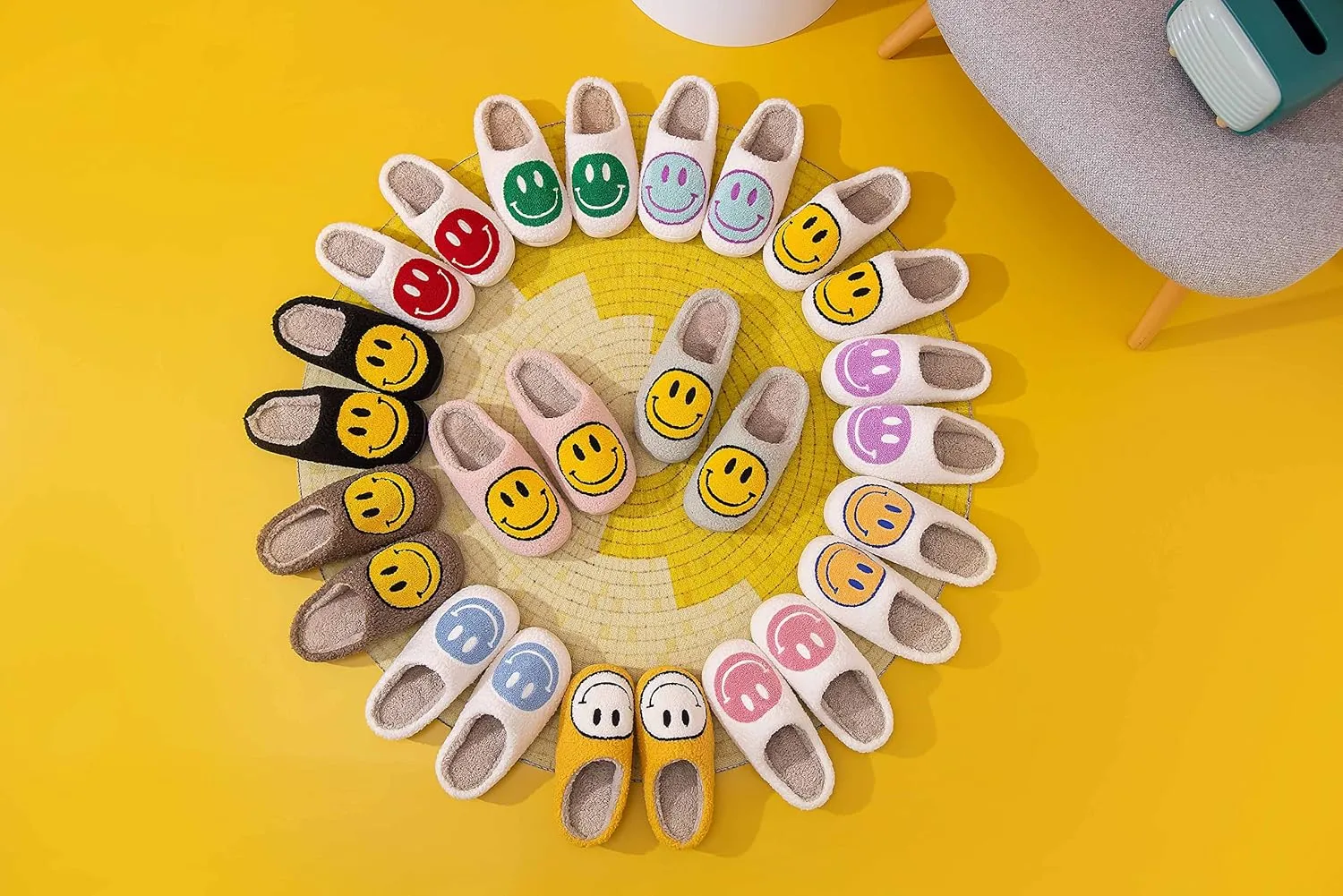 NEVEROLD Fun Cute Trendy Colorful Cartoon Illustrated Cozy Fluffy Plush Fur Slip On Cushion House Slippers for Women, Men, Girls, and Boys