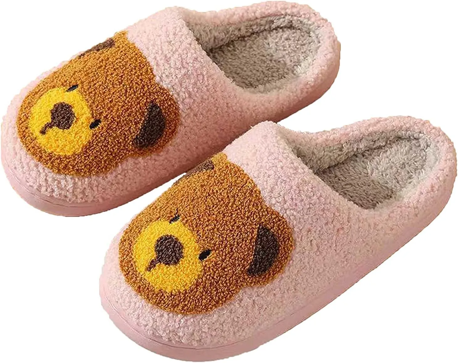 NEVEROLD Fun Cute Trendy Colorful Cartoon Illustrated Cozy Fluffy Plush Fur Slip On Cushion House Slippers for Women, Men, Girls, and Boys