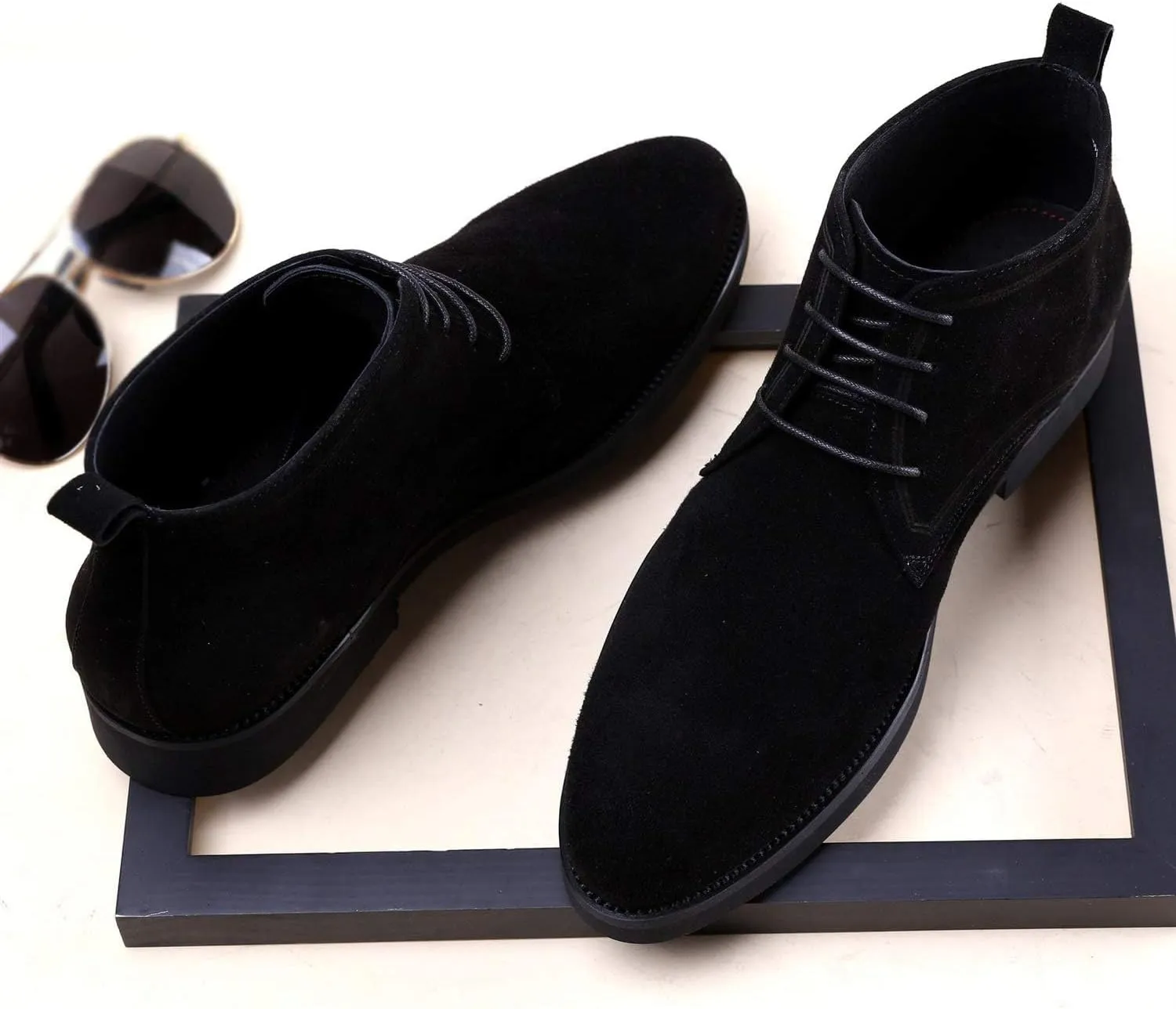 NEW For Men Ankle Boots Black Pull Tap Flat Lace Up Chukka Boots Office Show Holiday For Business The First Layer Of Cowhide