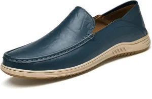 New Mens Loafers Cowhide Stitching Details Round Toe Perforated Option Flat Heel Flexible Lightweight Wedding Slip On