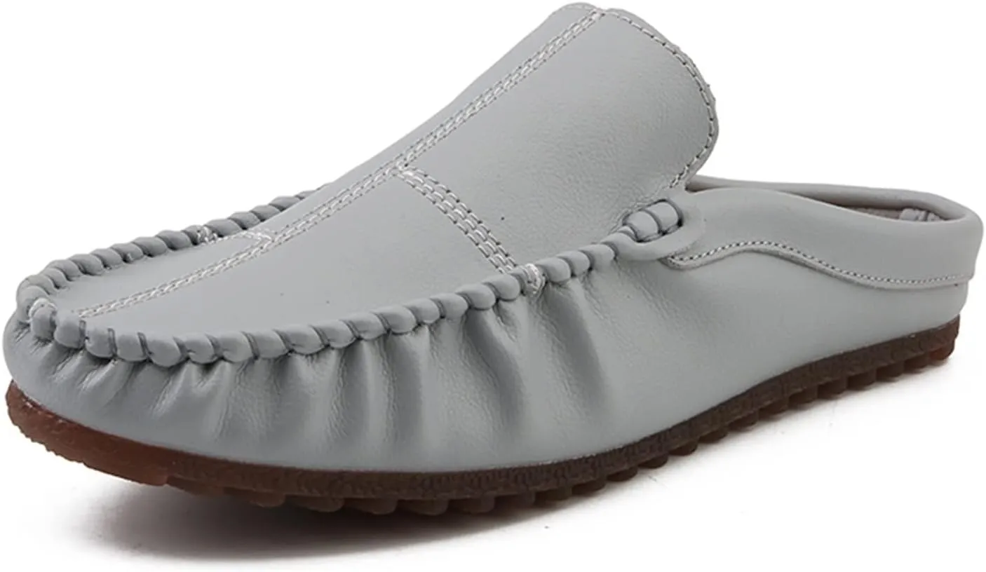 New Mens Loafers Stitching Details Backless Moccasins Shoes Vegan Leather Flat Heel Slip Resistant Flexible Outdoor Party Slip-ons