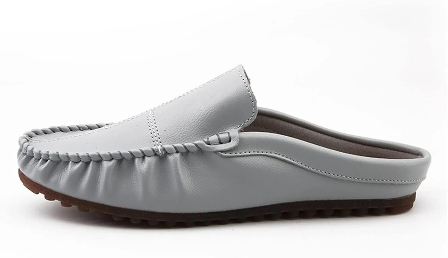 New Mens Loafers Stitching Details Backless Moccasins Shoes Vegan Leather Flat Heel Slip Resistant Flexible Outdoor Party Slip-ons