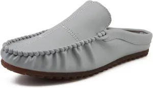 New Mens Loafers Stitching Details Backless Moccasins Shoes Vegan Leather Flat Heel Slip Resistant Flexible Outdoor Party Slip-ons