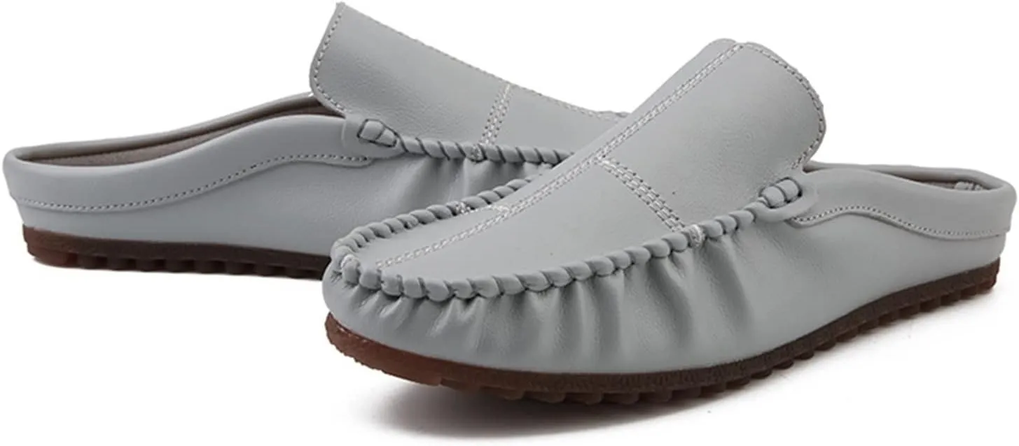 New Mens Loafers Stitching Details Backless Moccasins Shoes Vegan Leather Flat Heel Slip Resistant Flexible Outdoor Party Slip-ons