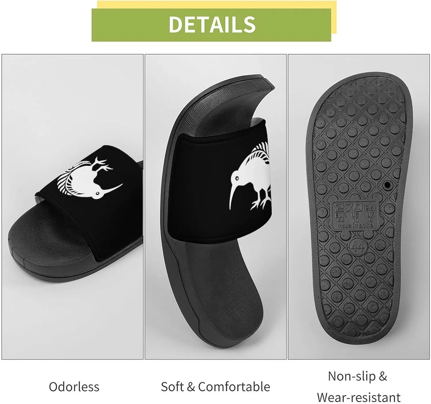 New Zealand Kiwi Fern House Slippers for Women Men Shower Slides Bathroom Sandals