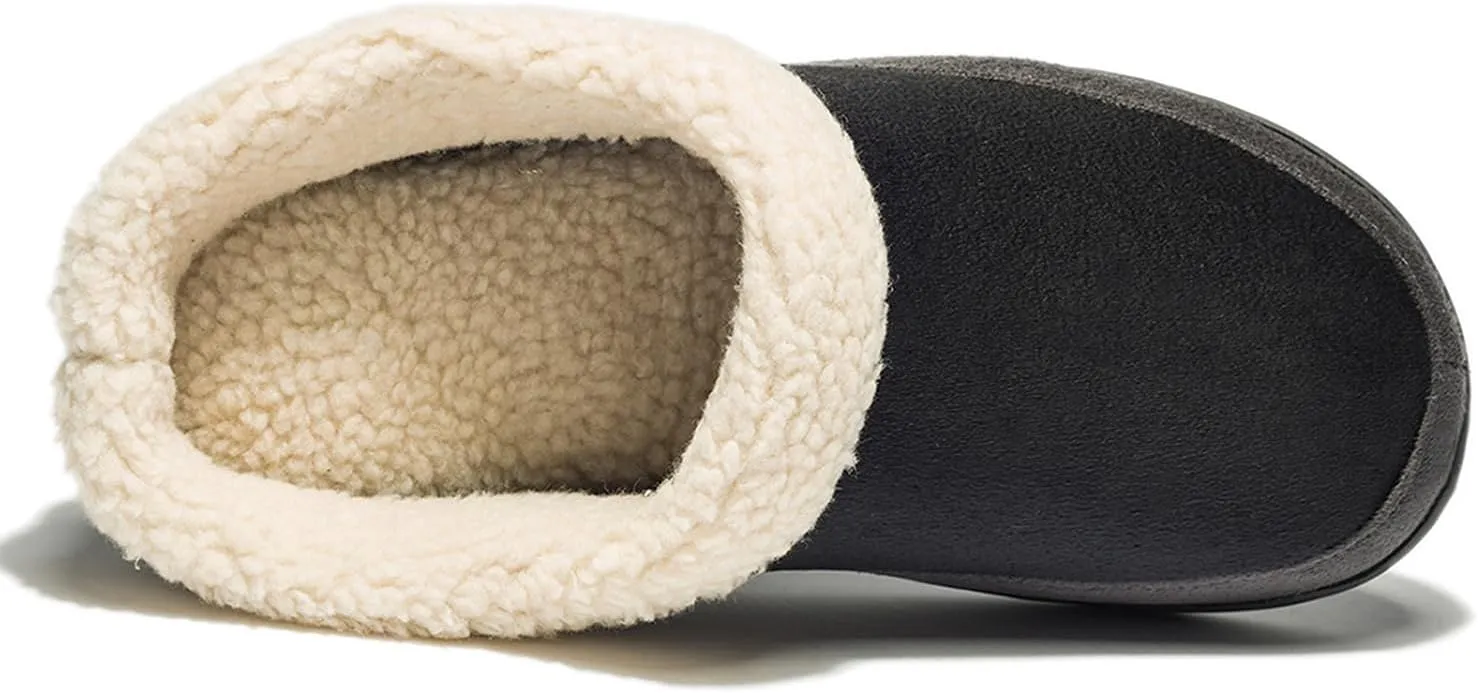 NewDenBer Men's Warm Memory Foam Slippers Suede Plush Fleece Lined Slip on Indoor Outdoor Clog House Shoes