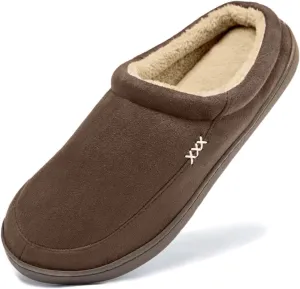 NewDenBer Men's Warm Memory Foam Suede Plush Fleece Lined Slip on Indoor Outdoor Clog House Slippers