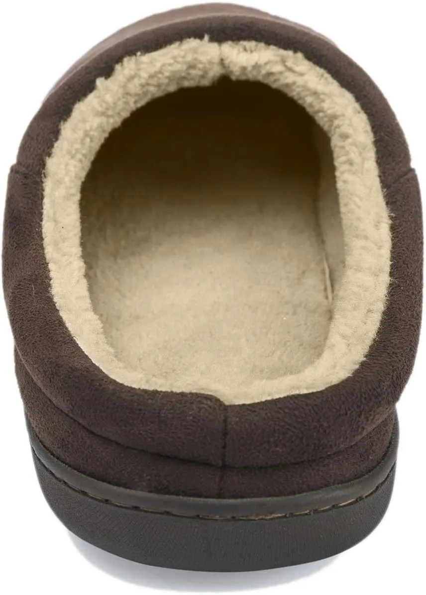 NewDenBer Men's Warm Memory Foam Suede Plush Fleece Lined Slip on Indoor Outdoor Clog House Slippers
