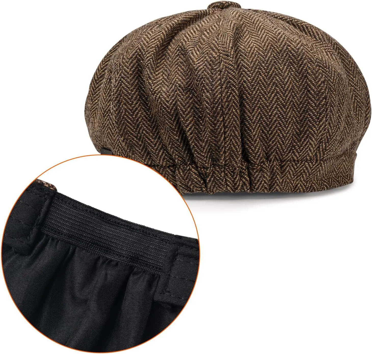 Newsboy Hats for Men Classic 8 Panel Wool Blend Newsboy Flat Cap Herringbone Tweed Hat