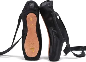 Nexete Professional Vanassa Ballet Pointe Shoes Satin Dance Slipper Flats with Toe Pad & Ribbon,Leather Sole,Resilient Shank Able to Reach Full Pointe for Girl Women
