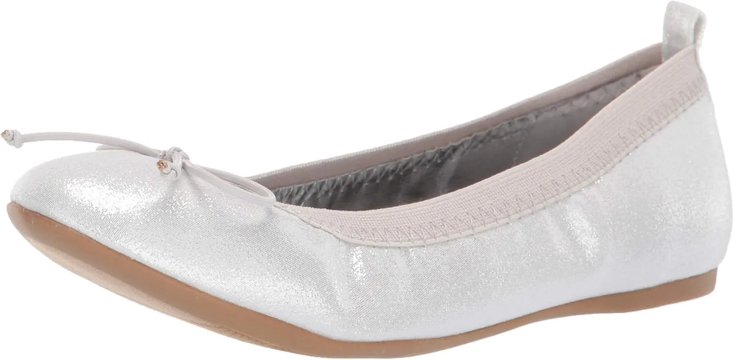 Nina Girl's Esther Ballet Flat, Silver, 5 Medium US Big Kid