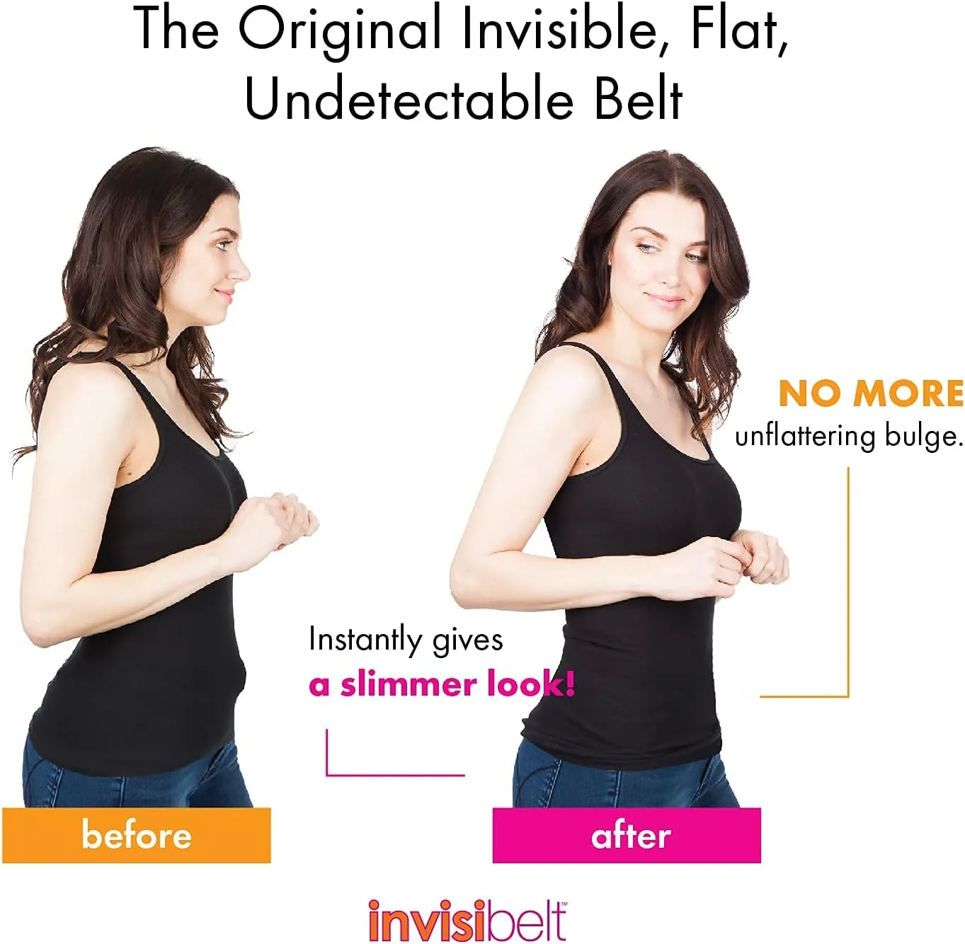 No Show Women’s Stretch 1.25" Elastic Belt - Adjustable Flat Buckle Invisible Belt, One Size