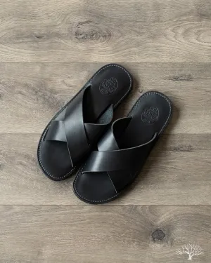 OGL x Dr. Sole Leather Cross Sandals - Black