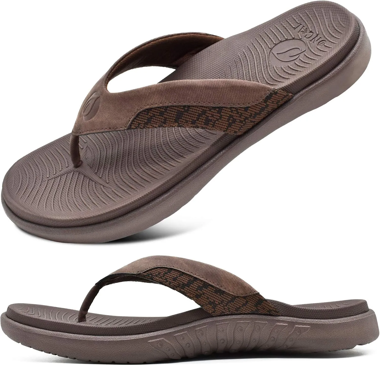 ONCAI Mens Flip Flop Open Toe Athletic Straps Orthotic Summer Plantar Fasciitis Sport Sandals with Soft Cushion Arch Support Size 7.5-15