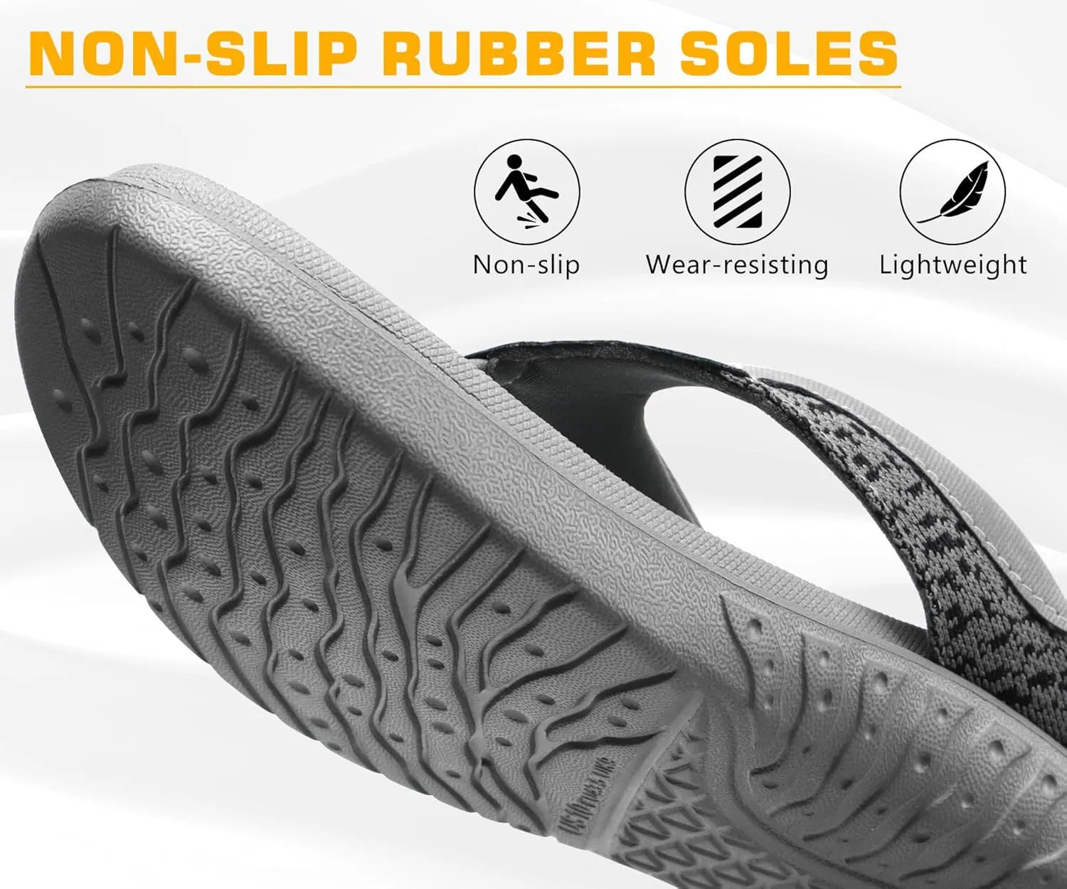 ONCAI Mens Flip Flop Open Toe Athletic Straps Orthotic Summer Plantar Fasciitis Sport Sandals with Soft Cushion Arch Support Size 7.5-15