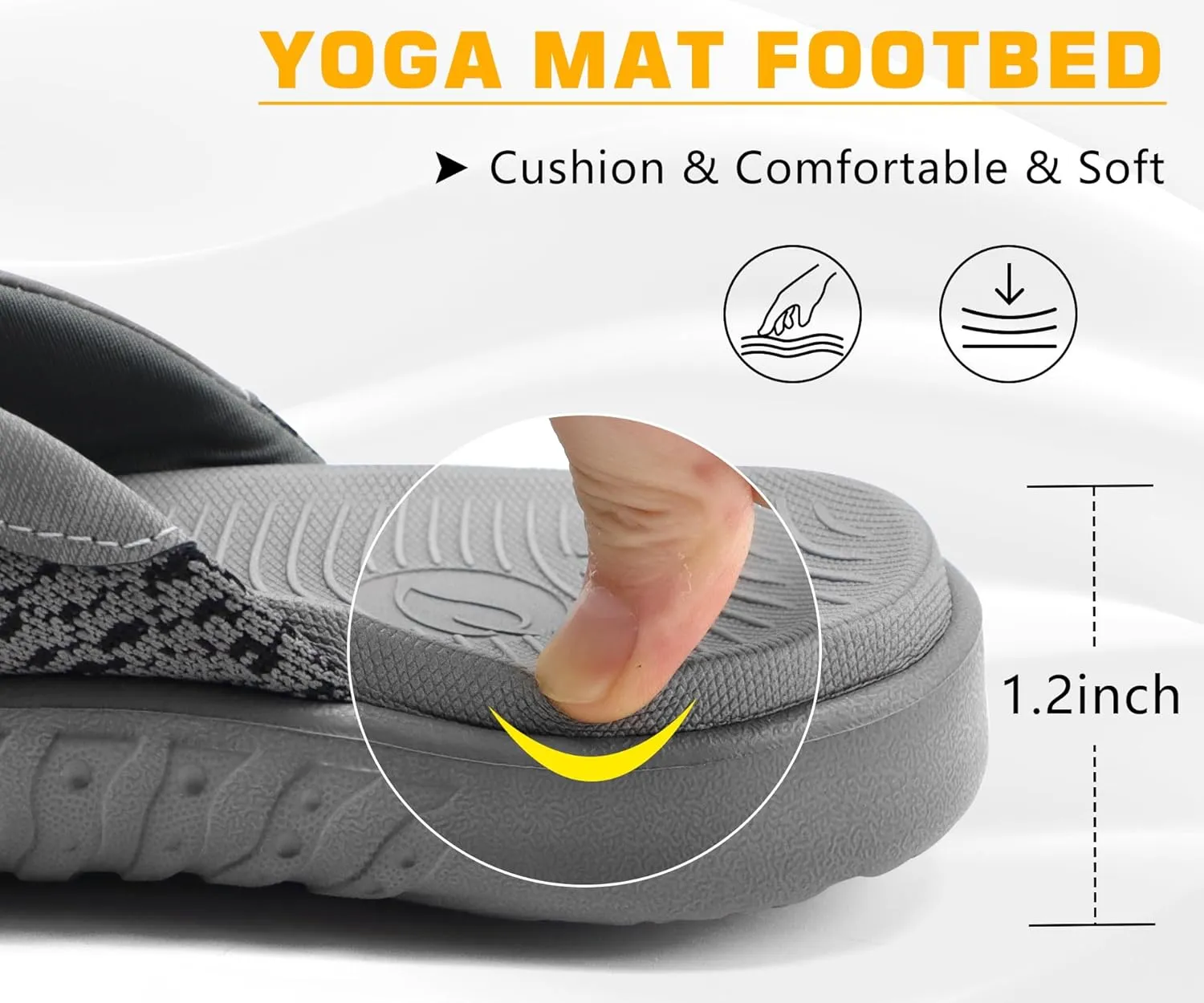 ONCAI Mens Flip Flop Open Toe Athletic Straps Orthotic Summer Plantar Fasciitis Sport Sandals with Soft Cushion Arch Support Size 7.5-15