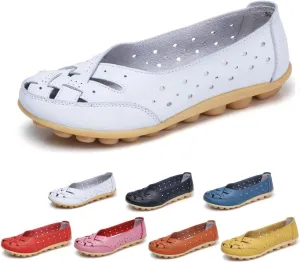 Orthopedic Loafers in Breathable Leather, Womens Casual Soft Leather Slip-on Flat Breathable Loafers，Women's Comfort Flat Orthopedic Sneakers