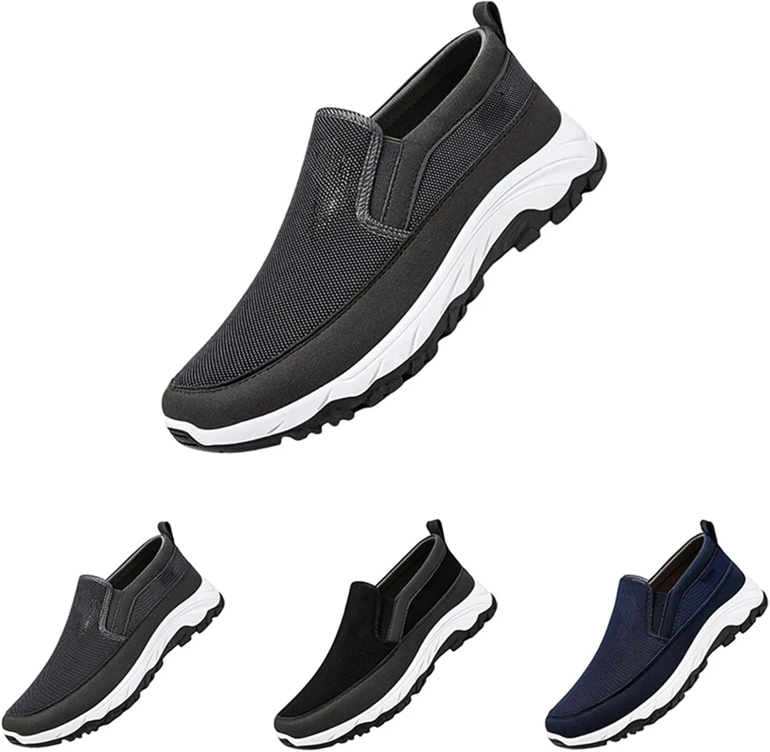Orthoture Mens Shoes Orthowalkway Mens Shoes Walking Shoes Men Outdoor Casual Arch Support Slip-On Canvas Loafers