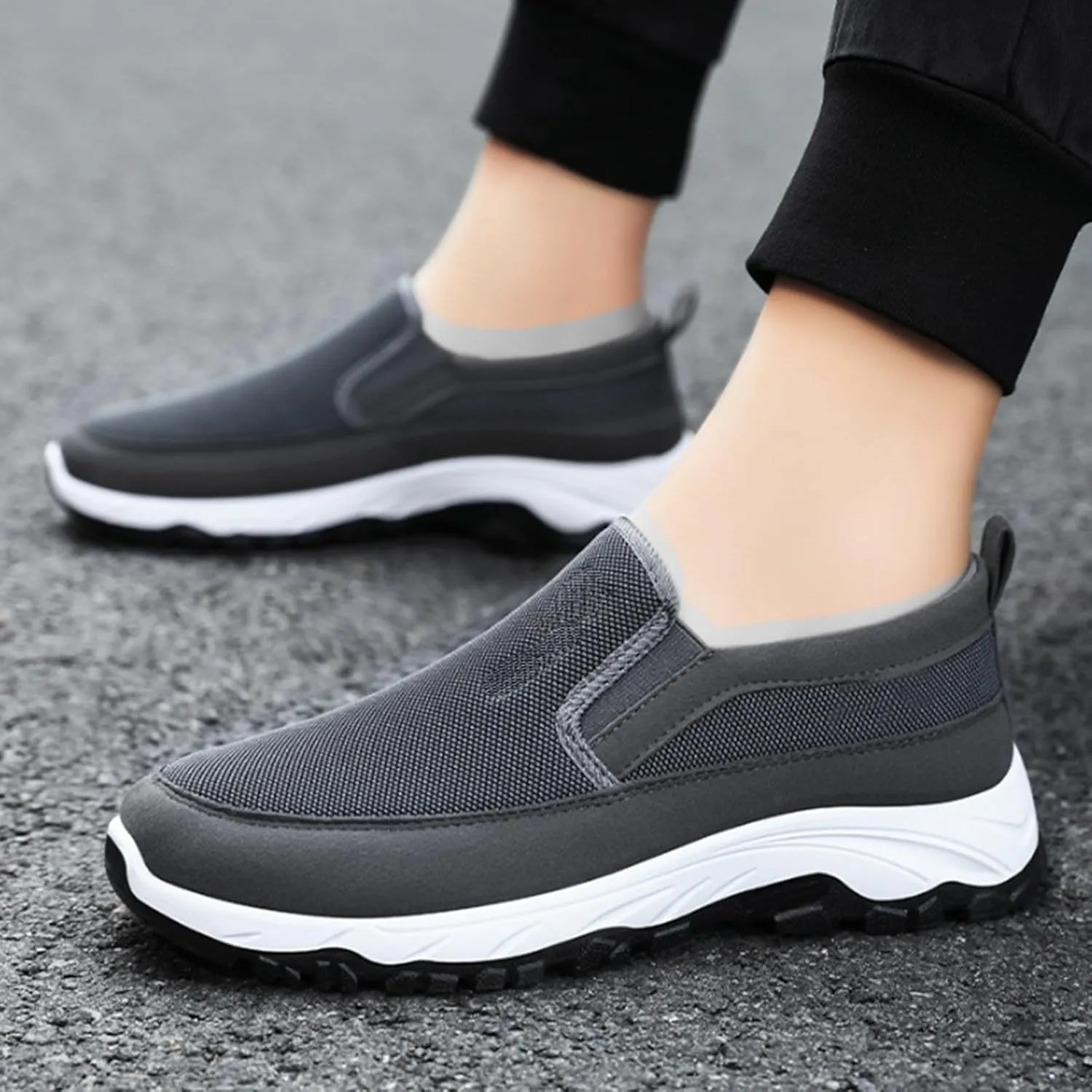 Orthoture Mens Shoes Orthowalkway Mens Shoes Walking Shoes Men Outdoor Casual Arch Support Slip-On Canvas Loafers