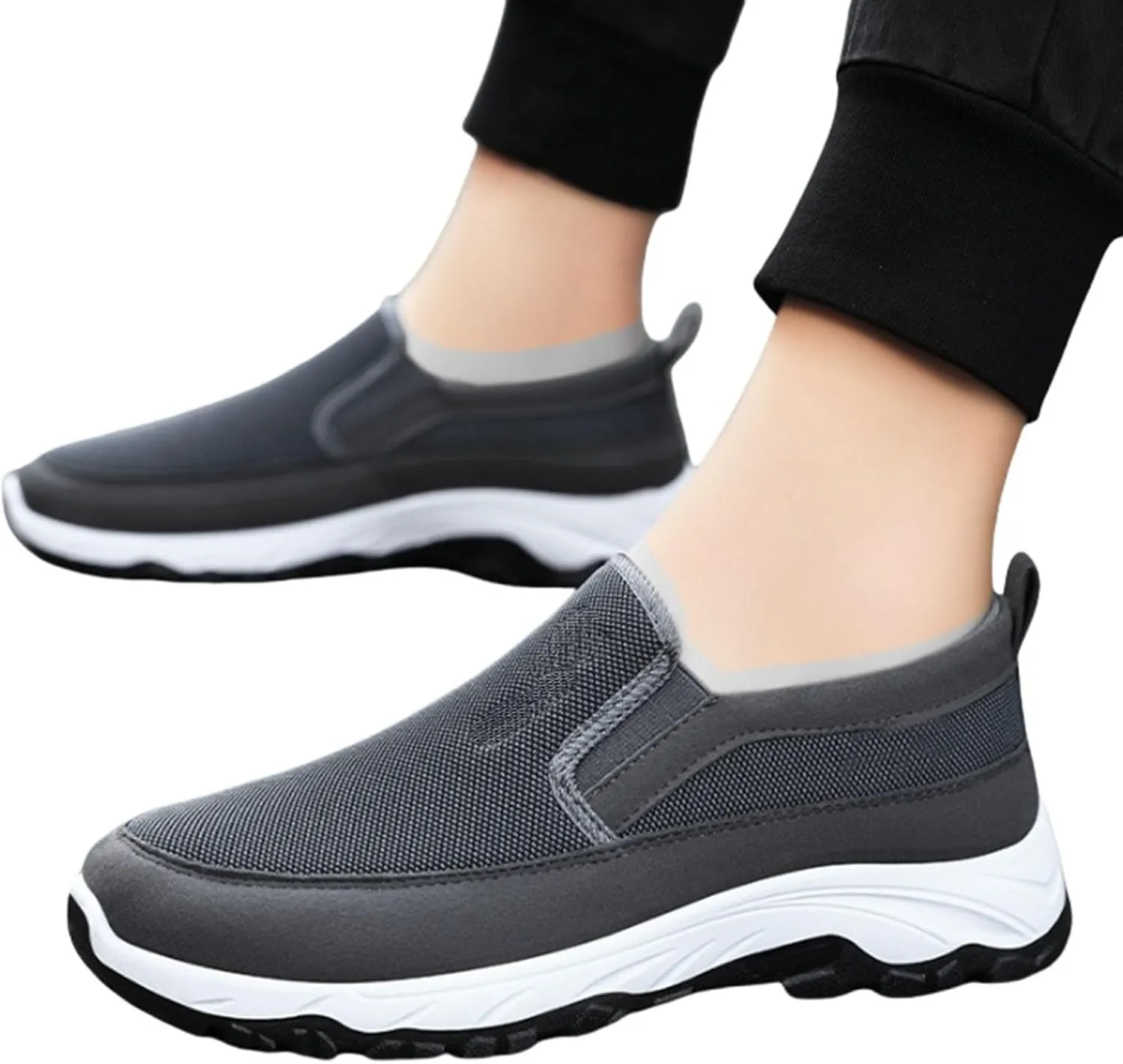 Orthoture Mens Shoes Orthowalkway Mens Shoes Walking Shoes Men Outdoor Casual Arch Support Slip-On Canvas Loafers