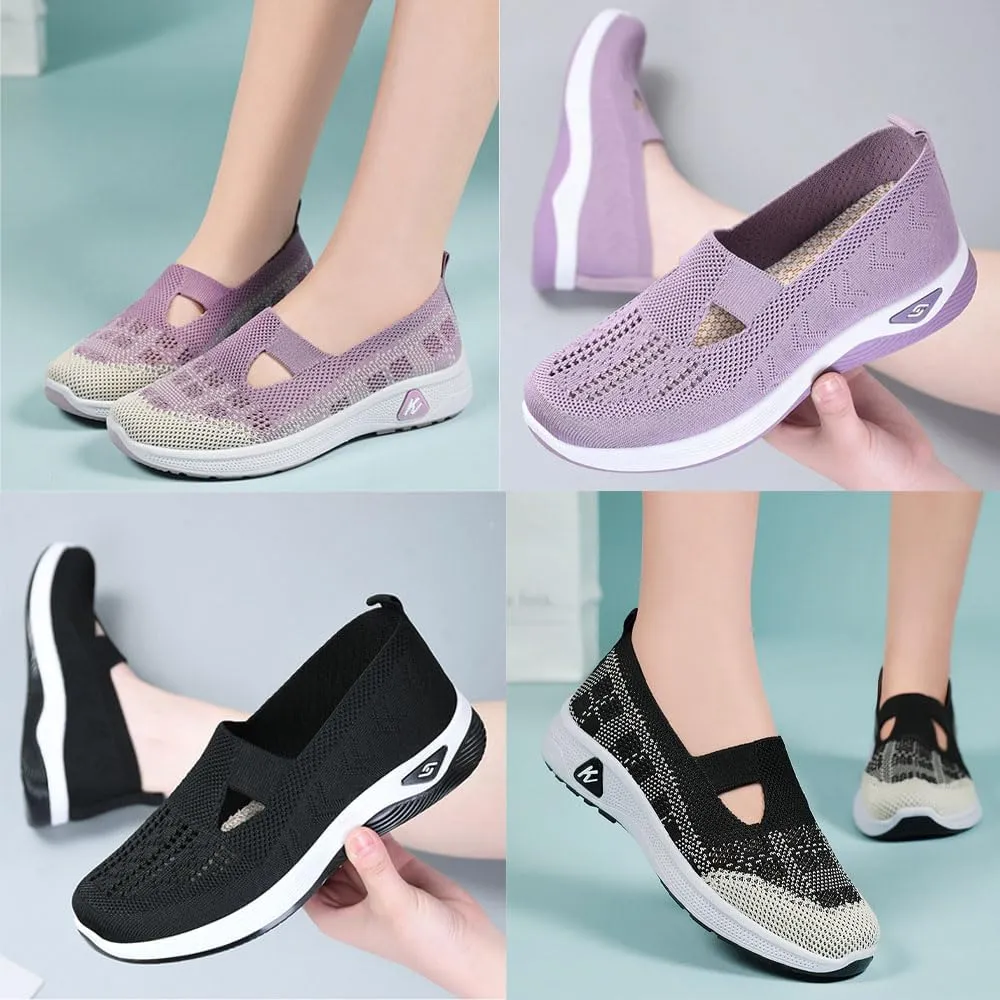 Orthowalkway Women's Shoes, Orthopedic Tennis Shoes for Women, Orthopedic Slip-On Lightweight Flat Soft Shoes