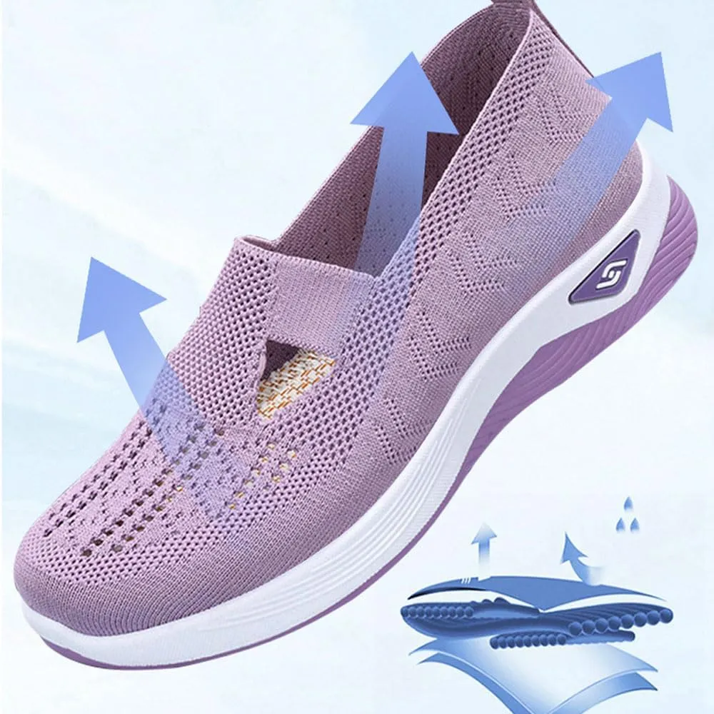 Orthowalkway Women's Shoes, Orthopedic Tennis Shoes for Women, Orthopedic Slip-On Lightweight Flat Soft Shoes