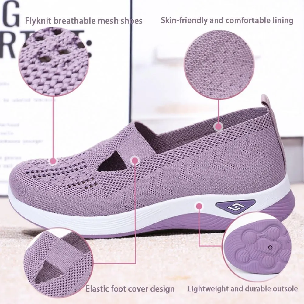 Orthowalkway Women's Shoes, Orthopedic Tennis Shoes for Women, Orthopedic Slip-On Lightweight Flat Soft Shoes