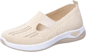 Orthowalkway Womens Shoes,Zapatos Ortopédicos, Lightweight Flat, Slip-On Breathable Mesh Trainers, Jogging Shoes