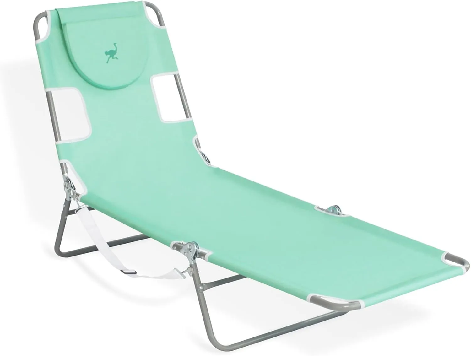 Ostrich Chaise Lounge Outdoor Portable Folding 4-Position Recliner Chair for Beach, Patio, Camp, & Pool with Carrying Strap, Teal (4 Pack)