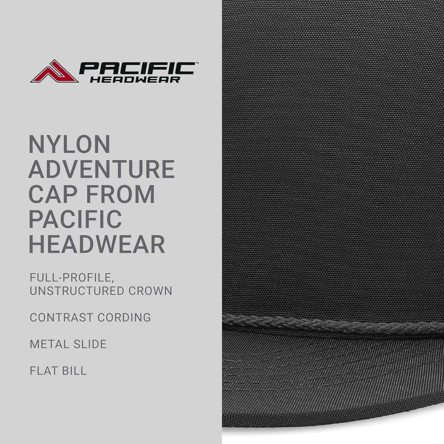 Pacific Headwear Nylon Adventure Cap Rope Hat-Lightweight Outdoor Headgear for Hiking, Camping, and Travel