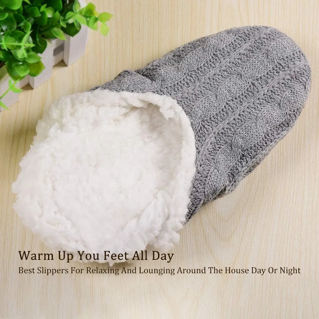 Panda Bros 2 Pairs Slipper Socks For Women With Grippers, Fuzzy Womens Slipper Socks With Non Slip Bottoms, Cozy Warm House Slippers