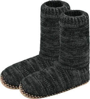 Panda Bros Cozy Boot Slippers for Men Indoor, Fuzzy House Shoes with Non Slip Gripper Soles, Winter Knitted Non-Skid Home Warm Floor Socks