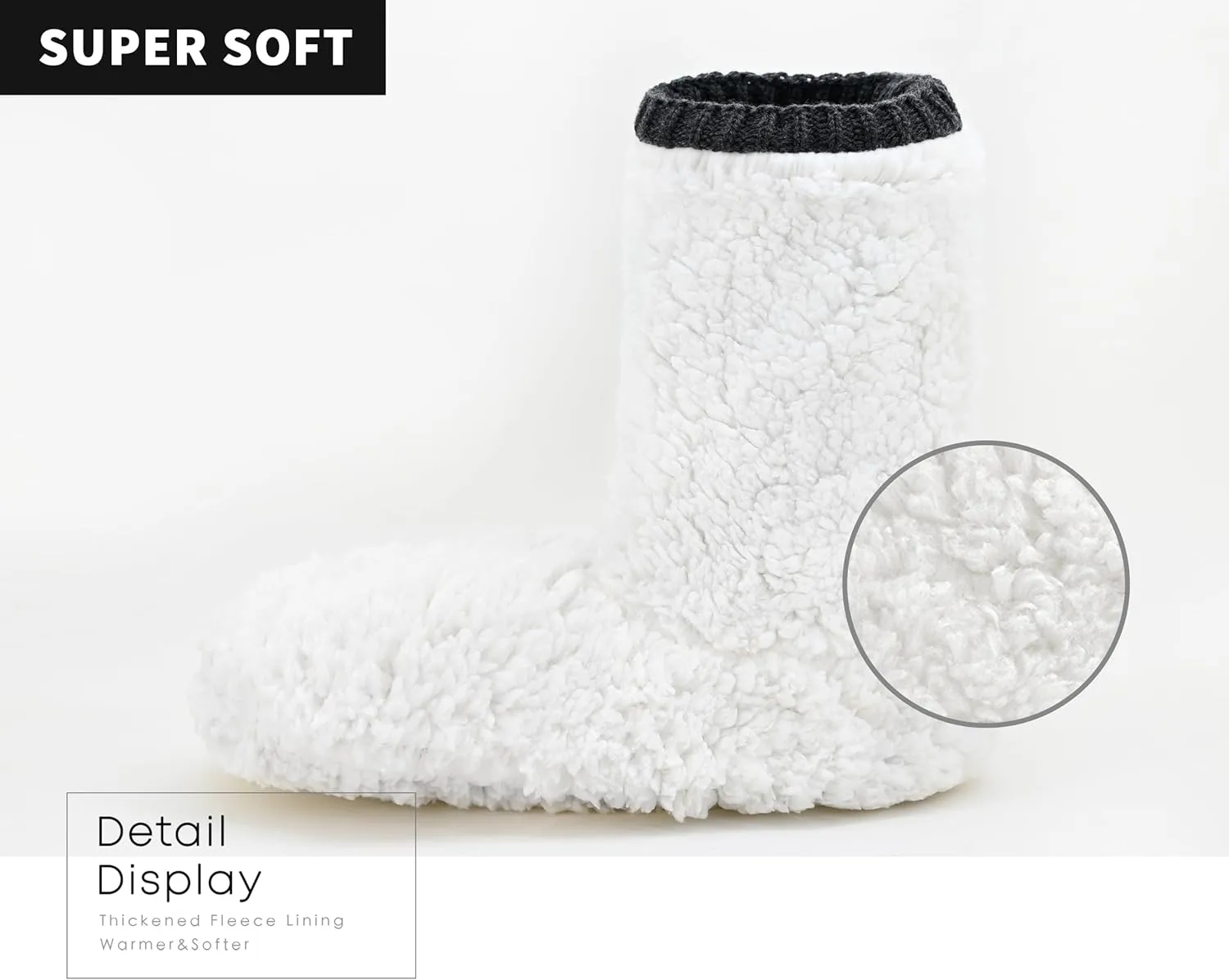 Panda Bros Cozy Boot Slippers for Men Indoor, Fuzzy House Shoes with Non Slip Gripper Soles, Winter Knitted Non-Skid Home Warm Floor Socks