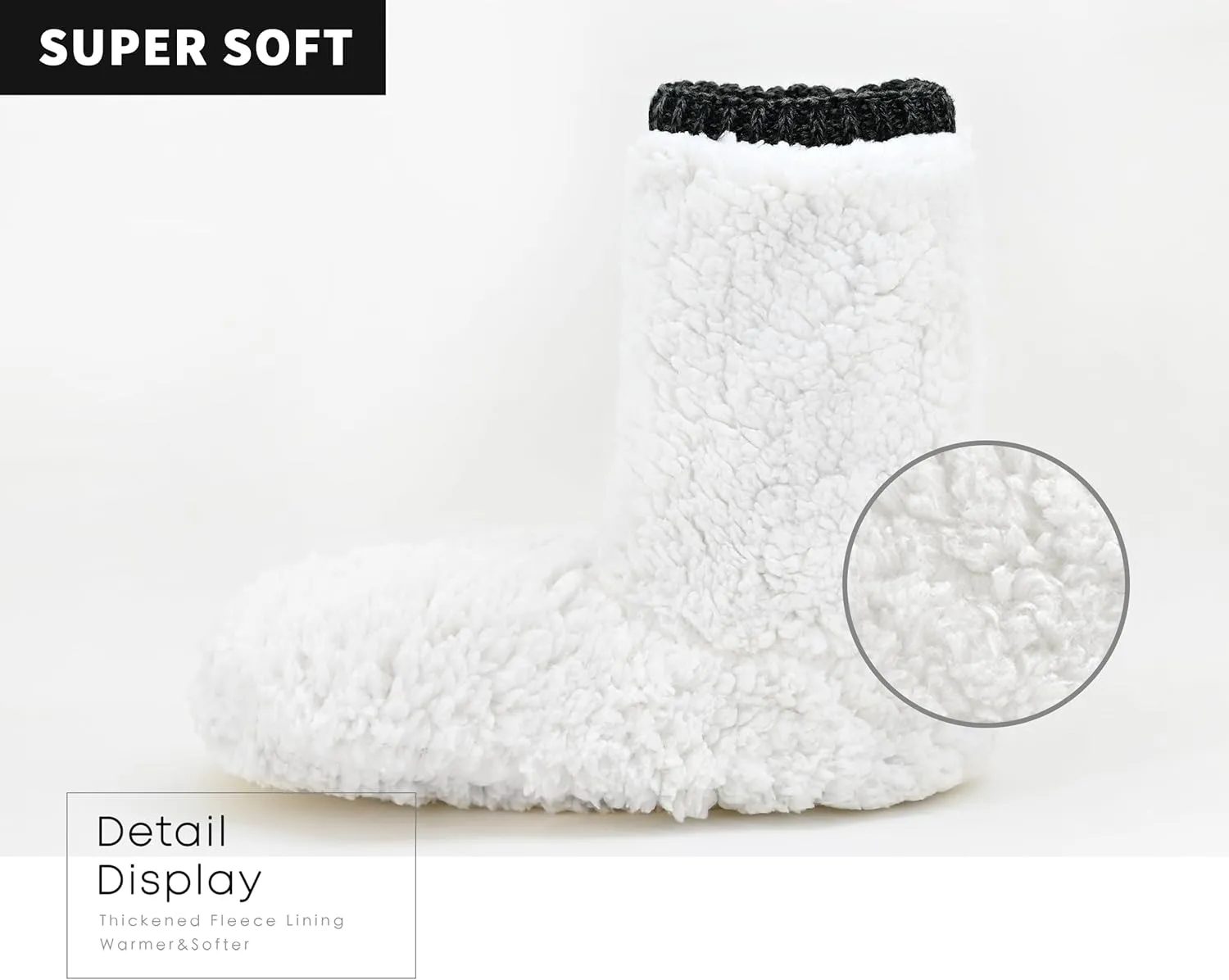 Panda Bros Cozy Boot Slippers for Men Indoor, Fuzzy House Shoes with Non Slip Gripper Soles, Winter Knitted Non-Skid Home Warm Floor Socks
